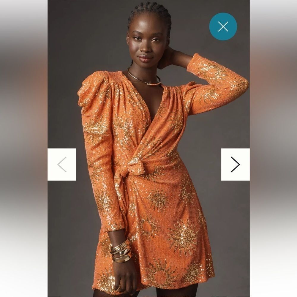 Farm Rio Sunny Mood Sequin Long-Sleeve Mini Dress size XL
